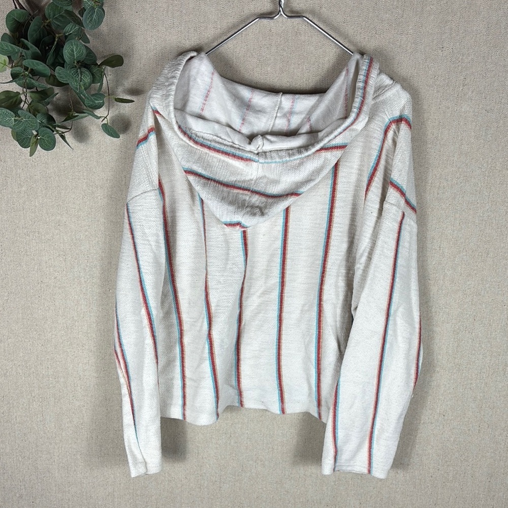 Ocean Drive > V Neck Striped Distressed Hoodie Large - Picture 7 of 8